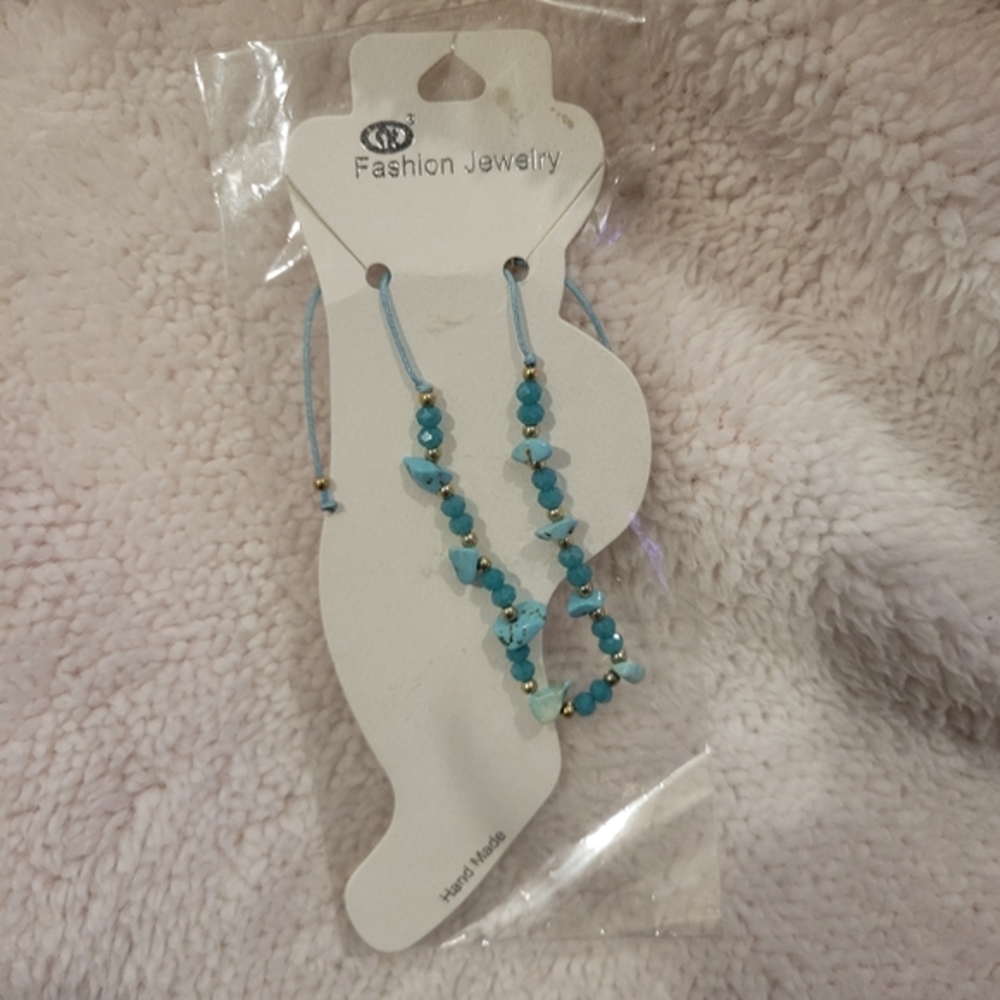 Fashion jewelry Blue and Gold ankle bracelet - Picture 2 of 5